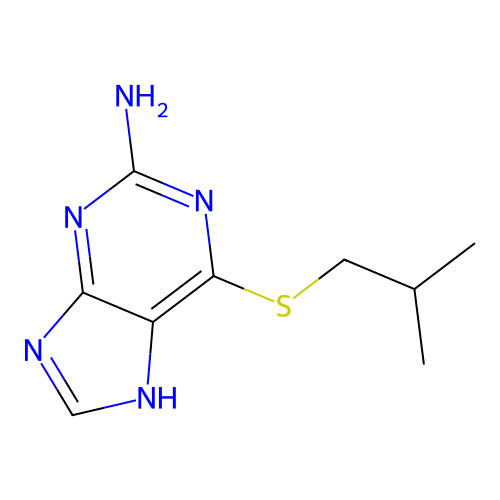 6-(2-methylpropylsulfanyl)-7H-purin-2-amine structure