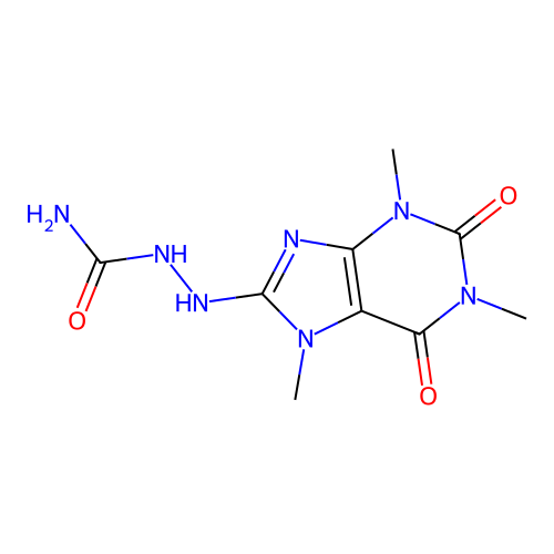 [(1,3,7-trimethyl-2,6-dioxopurin-8-yl)amino]urea structure