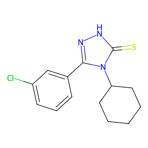 3-(3-chlorophenyl)-4-cyclohexyl-1H-1,2,4-triazole-5-thione structure
