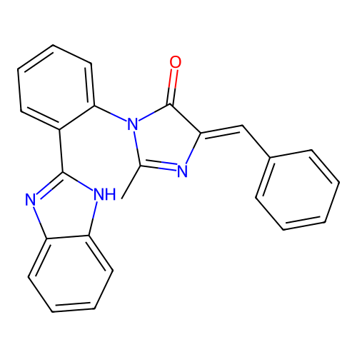4H-Imidazol-4-one, 3,5-dihydro-3-(2-(1H-benzimidazol-2-yl)phenyl)-2-methyl-5-(phenylmethylene)- structure