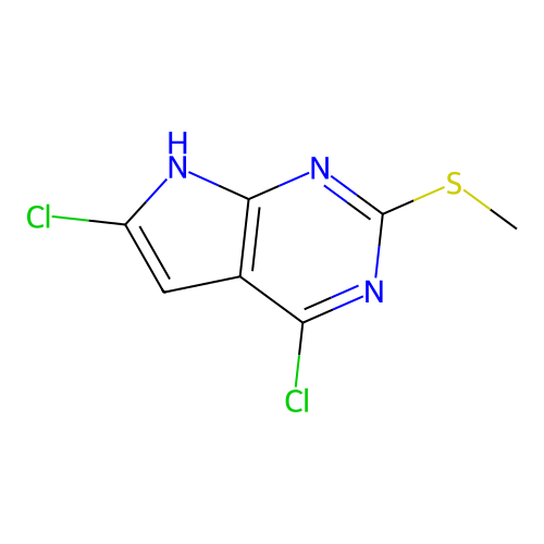 4,6-Dichloro-2-(methylthio)-7H-pyrrolo[2,3-D]pyrimidine structure