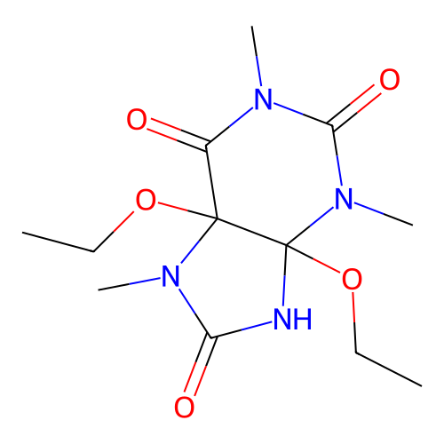 4,5-diethoxy-1,3,7-trimethyl-9H-purine-2,6,8-trione structure