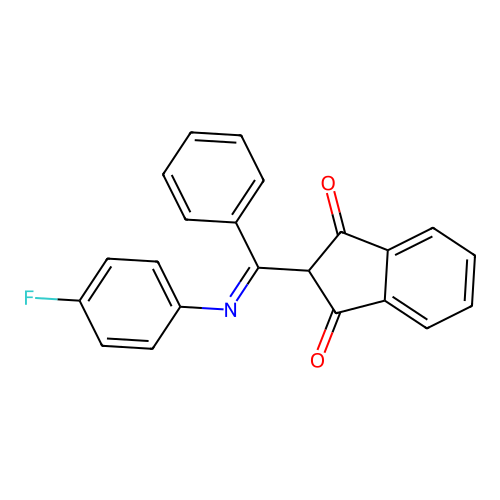 2-[N-(4-fluorophenyl)-C-phenylcarbonimidoyl]indene-1,3-dione structure