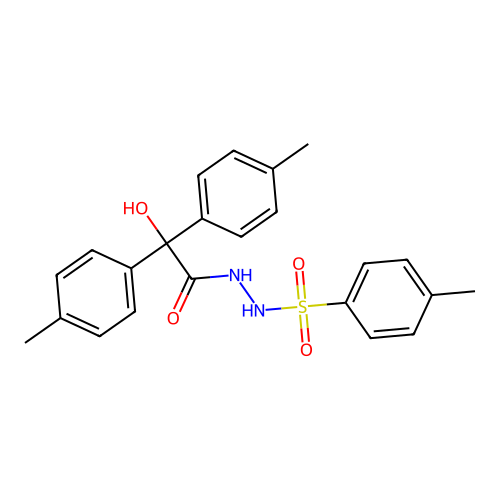 2-hydroxy-2,2-bis(4-methylphenyl)-N'-[(4-methylphenyl)sulfonyl]acetohydrazide structure