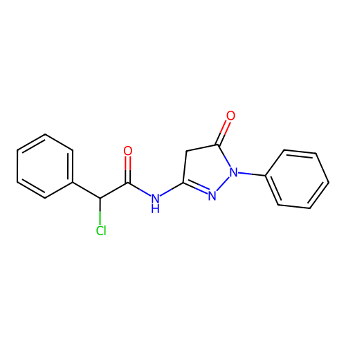 2-chloro-N-(5-oxo-1-phenyl-4H-pyrazol-3-yl)-2-phenylacetamide structure