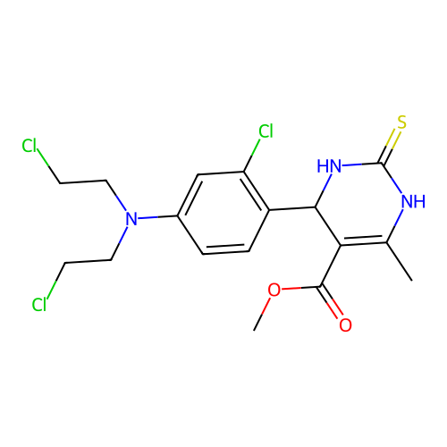 Methyl 4-[4-[bis(2-chloroethyl)amino]-2-chlorophenyl]-1,2,3,4-tetrahydro-6-methyl-2-thioxo-5-pyrimidinecarboxylate structure