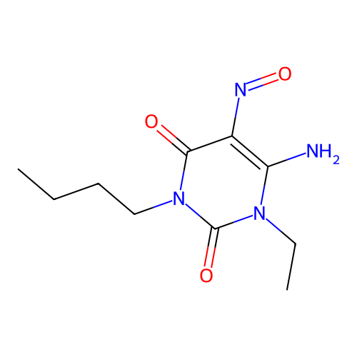 6-Amino-3-butyl-1-ethyl-5-nitroso-2,4(1H,3H)-pyrimidinedione structure