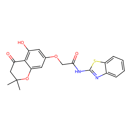 N-(1,3-benzothiazol-2-yl)-2-[(5-hydroxy-2,2-dimethyl-4-oxo-3H-chromen-7-yl)oxy]acetamide structure