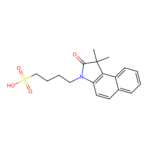 4-(1,1-Dimethyl-2-oxobenzo[e]indol-3-yl)butane-1-sulfonic acid structure