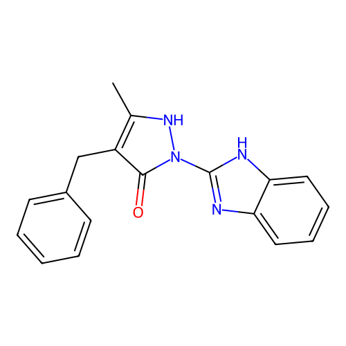 1-(1H-benzimidazol-2-yl)-4-benzyl-3-methyl-1H-pyrazol-5-ol structure