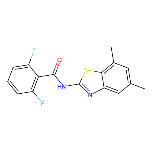 N-(5,7-dimethyl-1,3-benzothiazol-2-yl)-2,6-difluorobenzamide structure