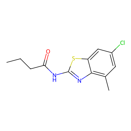 N-(6-chloro-4-methyl-1,3-benzothiazol-2-yl)butanamide structure