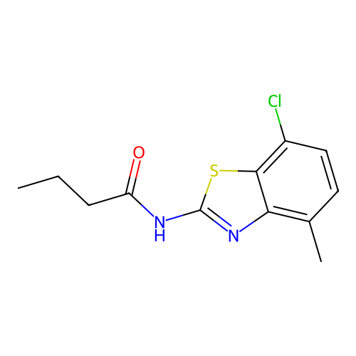 N-(7-chloro-4-methyl-1,3-benzothiazol-2-yl)butanamide structure