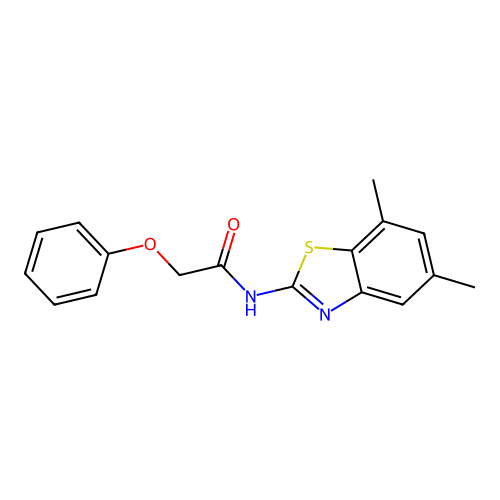 N-(5,7-dimethyl-1,3-benzothiazol-2-yl)-2-phenoxyacetamide structure