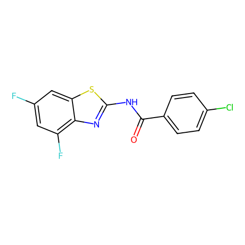 4-chloro-N-(4,6-difluoro-1,3-benzothiazol-2-yl)benzamide structure