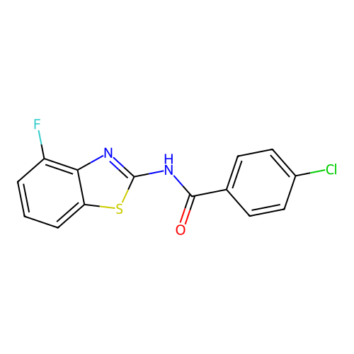 4-chloro-N-(4-fluoro-1,3-benzothiazol-2-yl)benzamide structure