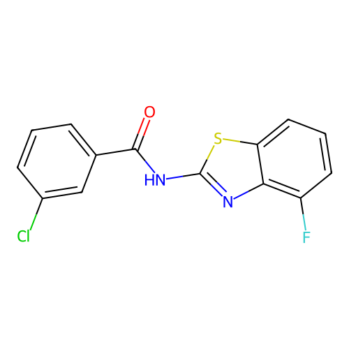 3-chloro-N-(4-fluoro-1,3-benzothiazol-2-yl)benzamide structure