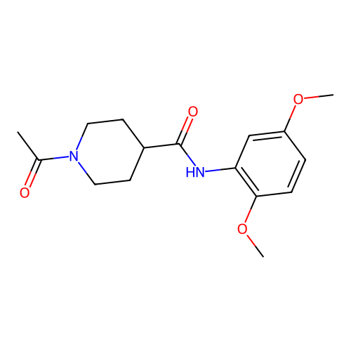 1-acetyl-N-(2,5-dimethoxyphenyl)piperidine-4-carboxamide structure