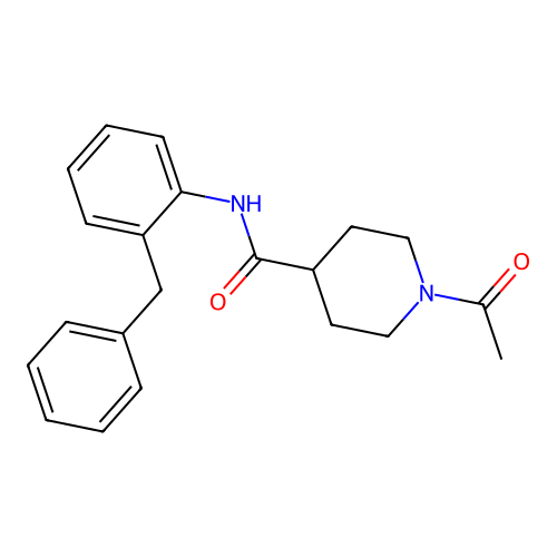 1-acetyl-N-(2-benzylphenyl)piperidine-4-carboxamide structure