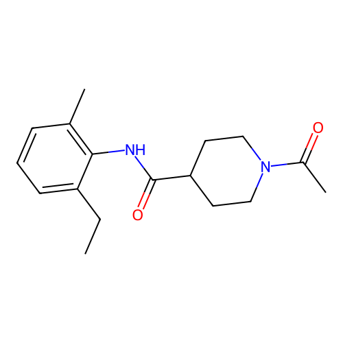 1-acetyl-N-(2-ethyl-6-methylphenyl)piperidine-4-carboxamide structure