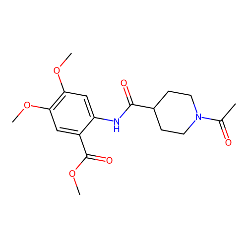 Methyl 2-{[(1-acetylpiperidin-4-yl)carbonyl]amino}-4,5-dimethoxybenzoate structure