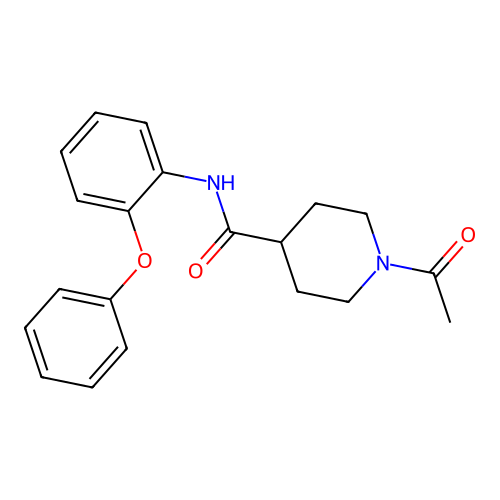 1-acetyl-N-(2-phenoxyphenyl)piperidine-4-carboxamide structure