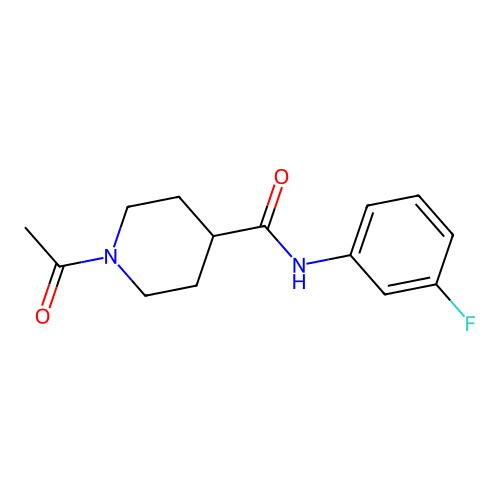 1-acetyl-N-(3-fluorophenyl)piperidine-4-carboxamide structure