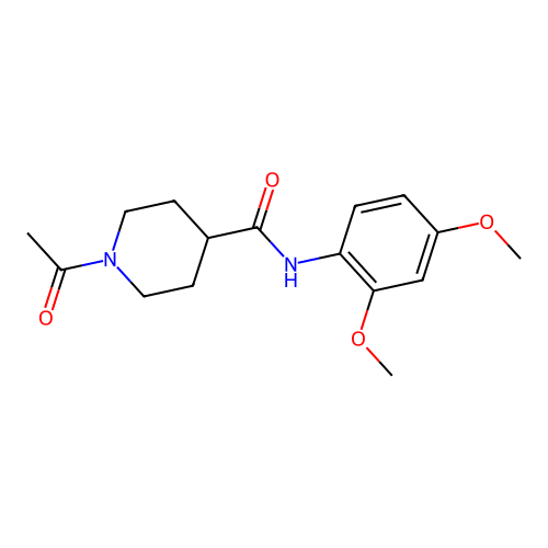 1-acetyl-N-(2,4-dimethoxyphenyl)piperidine-4-carboxamide structure