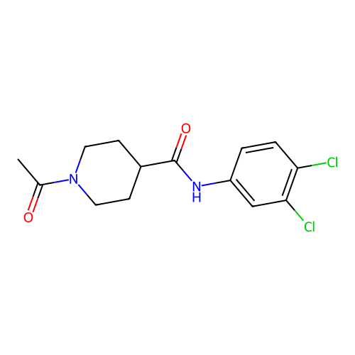 1-acetyl-N-(3,4-dichlorophenyl)piperidine-4-carboxamide structure