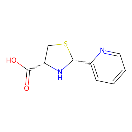 (2R,4R)-2-pyridin-2-yl-1,3-thiazolidine-4-carboxylic acid structure