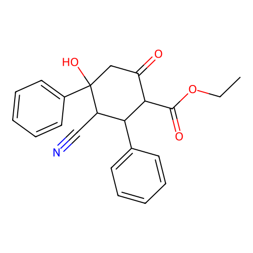 3-Cyano-4-hydroxy-6-oxo-2,4-diphenyl-cyclohexanecarboxylic acid ethyl ester structure
