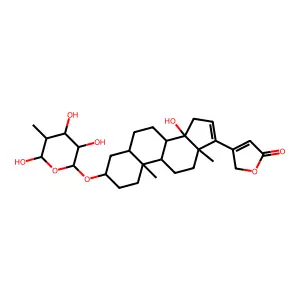 3-[(3S,5R,8R,9S,10S,13R,14S)-14-hydroxy-10,13-dimethyl-3-[(3S,4R,6R)-3,4,6-trihydroxy-5-methyloxan-2-yl]oxy-1,2,3,4,5,6,7,8,9,11,12,15-dodecahydrocyclopenta[a]phenanthren-17-yl]-2H-furan-5-one structure