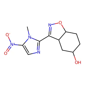 3a,4,5,6,7,7a-Hexahydro-3-(1-methyl-5-nitro-1H-imidazol-2-yl)-1,2-benzisoxazol-5-ol structure