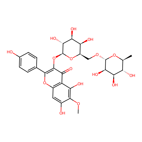 6-methoxykaempferol 3-O-beta-D-robinobioside structure