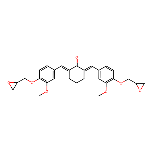 2,6-Bis(3-methoxy-4-(oxiran-2-ylmethoxy)benzylidene)cyclohexan-1-one structure