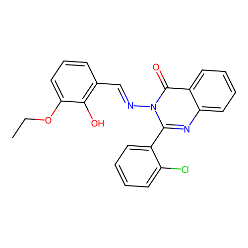 2-(2-Chlorophenyl)-3-(((5-ethoxy-6-oxocyclohexa-2,4-dien-1-ylidene)methyl)amino)quinazolin-4(3H)-one structure