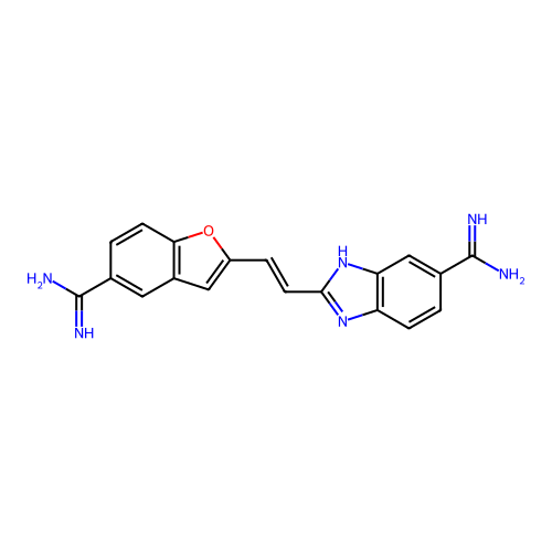 1H-Benzimidazole-6-carboximidamide, 2-[2-[5-(aminoiminomethyl)-2-benzofuranyl]ethenyl]- structure