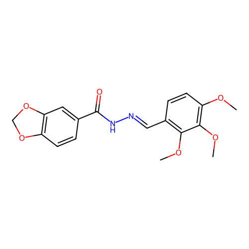 N-[(2,3,4-trimethoxyphenyl)methylideneamino]-1,3-benzodioxole-5-carboxamide structure