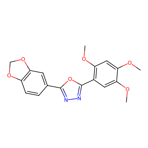 2-(2H-1,3-Benzodioxol-5-yl)-5-(2,4,5-trimethoxyphenyl)-1,3,4-oxadiazole structure