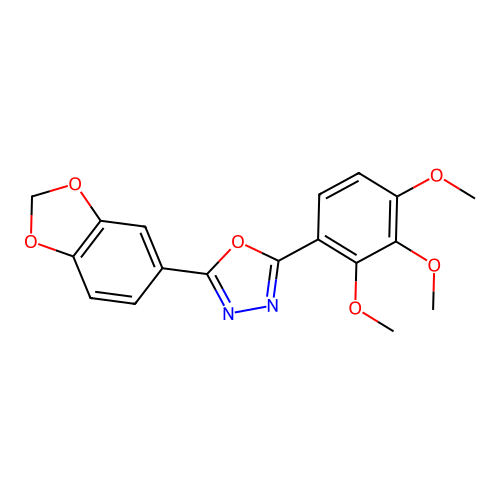 1,3,4-Oxadiazole, 2-(1,3-benzodioxol-5-yl)-5-(2,3,4-trimethoxyphenyl)- structure