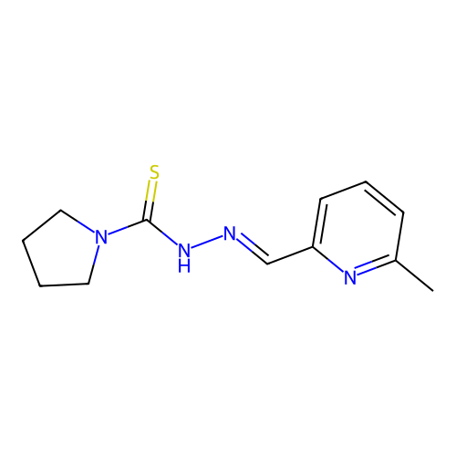 N-[(6-methylpyridin-2-yl)methylideneamino]pyrrolidine-1-carbothioamide structure