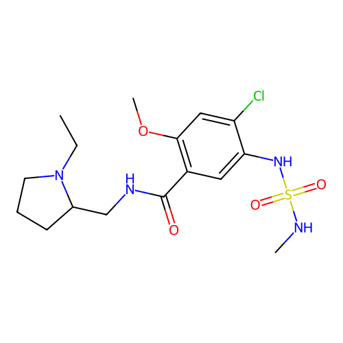 N-((1-Ethyl-2-pyrrolidinyl)methyl)-2-methoxy-4-chloro-5-((methylsulfamoyl)amino)benzamide structure