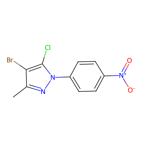 4-bromo-5-chloro-3-methyl-1-(4-nitrophenyl)-1H-pyrazole structure