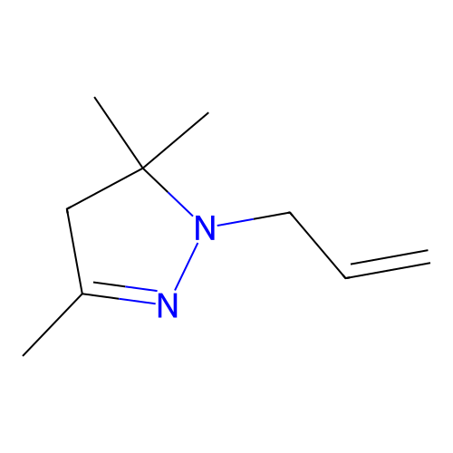3,5,5-trimethyl-1-(prop-2-en-1-yl)-4,5-dihydro-1H-pyrazole structure