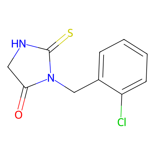 1-[(2-chlorophenyl)methyl]-2-sulfanyl-4,5-dihydro-1H-imidazol-5-one structure