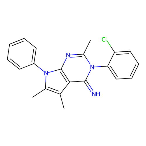 3-(2-Chlorophenyl)-2,5,6-trimethyl-7-phenylpyrrolo[2,3-d]pyrimidin-4-imine structure