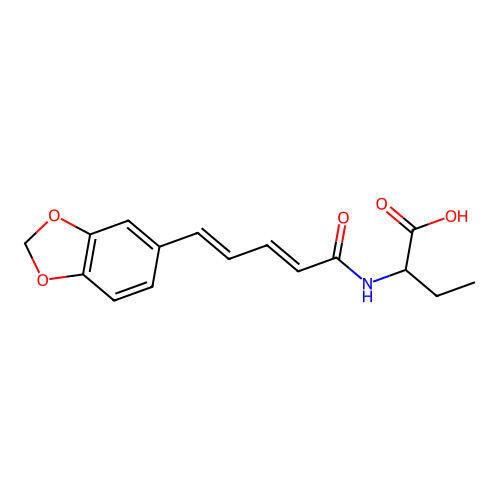 Butanoic acid, 2-((5-(1,3-benzodioxol-5-yl)-1-oxo-2,4-pentadienyl)amino)- structure