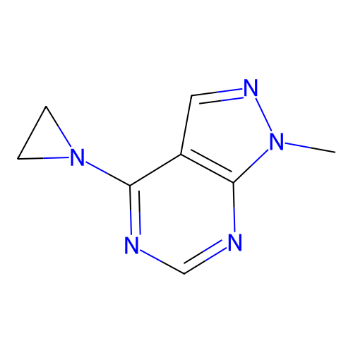 4-(aziridin-1-yl)-1-methyl-1H-pyrazolo[3,4-d]pyrimidine structure