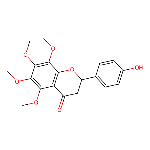 2,3-dihydro-2-(4-hydroxyphenyl)-5,6,7,8-tetramethoxy-4H-1-benzopyran-4-one structure