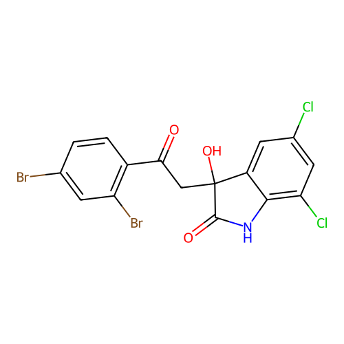 5,7-Dichloro-3-[2-(2,4-dibromophenyl)-2-oxo-ethyl]-3-hydroxy-indolin-2-one structure
